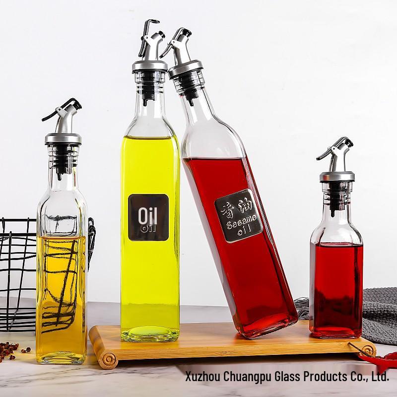 Leak-Proof Glass Oil Bottle - Kitchen Seasoning Container for Soy Sauce, Vinegar, or Wine, Customizable with Logo