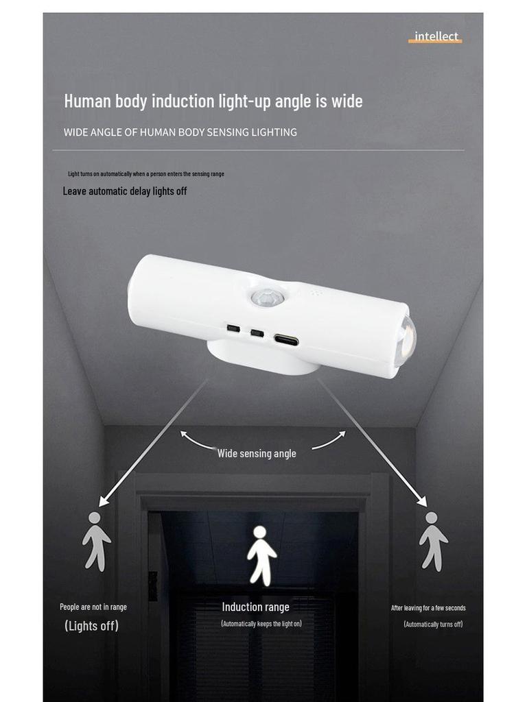 Smart Seven-Color USB Rechargeable Motion Sensor Night Light with Dual Cat Eye Design