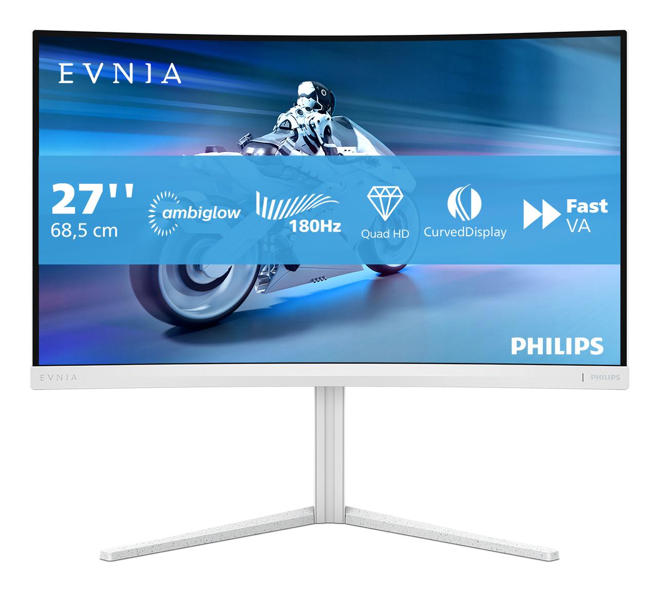 Philips Evnia 27M2C5501 Curved Gaming-Monitor 27 Zoll Weiß weiß