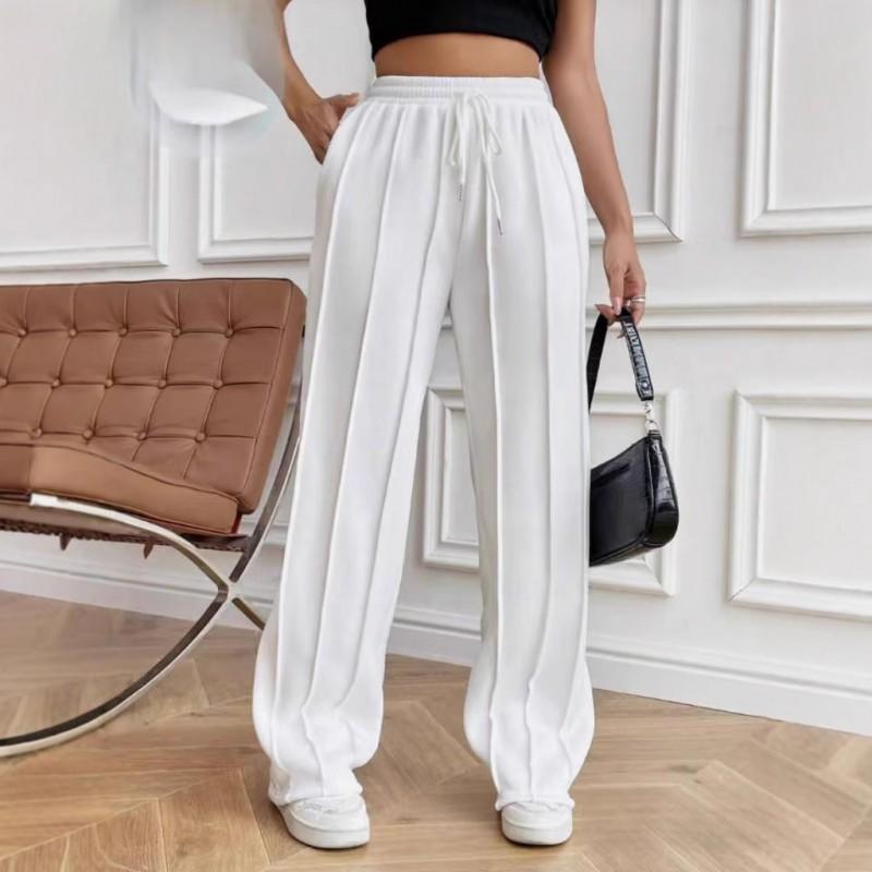 High-Waisted Wide-Leg Pants Women Comfortable Loose Fit Casual Trousers Elastic Waist 2025
