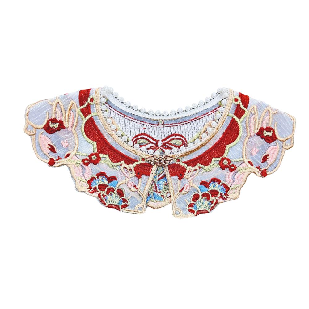 

Floral Pattern False Collar Embroidery Hanfu Shoulder Collar Detachable Collar Hanfu Outfit False Collar