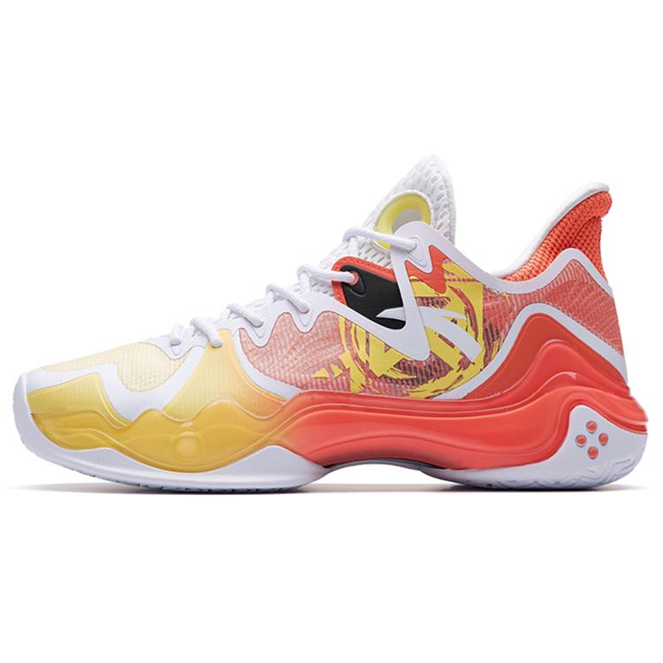 New Anta Shock Wave 4 Anti Slip Wear Resistant Low Top Basketball Shoes Orange Yellow 112231106-3