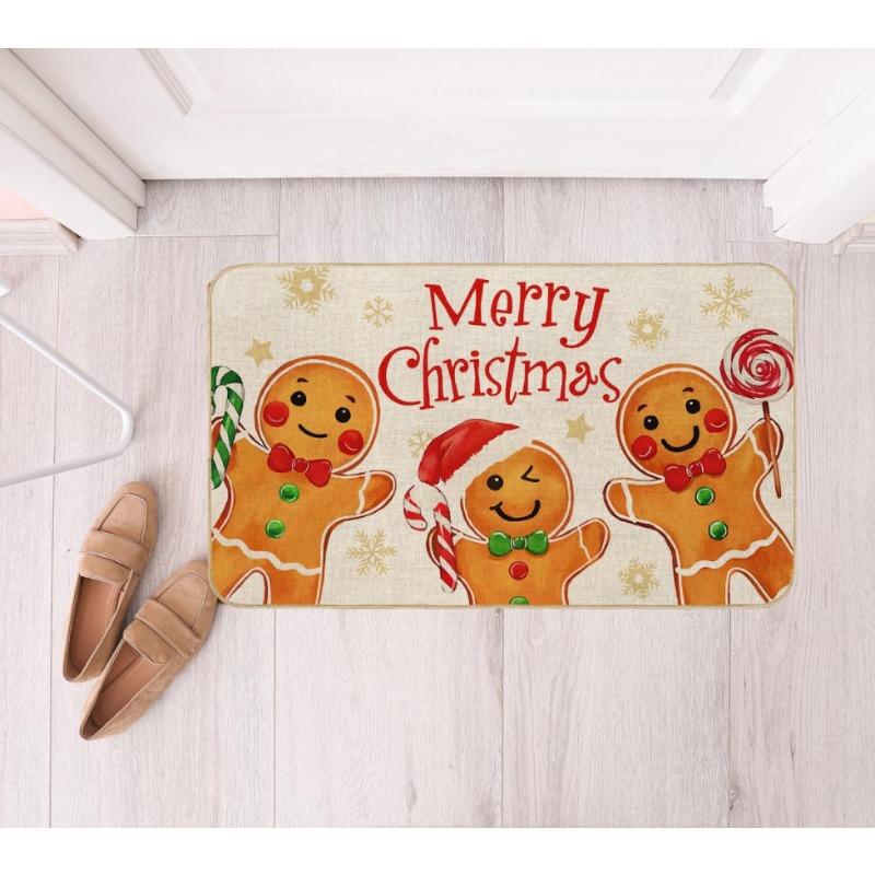 Gingerbread Man Floor Mat Living Room Bedroom Christmas Decoration Home Non Slip Carpet New Year Home Decoration