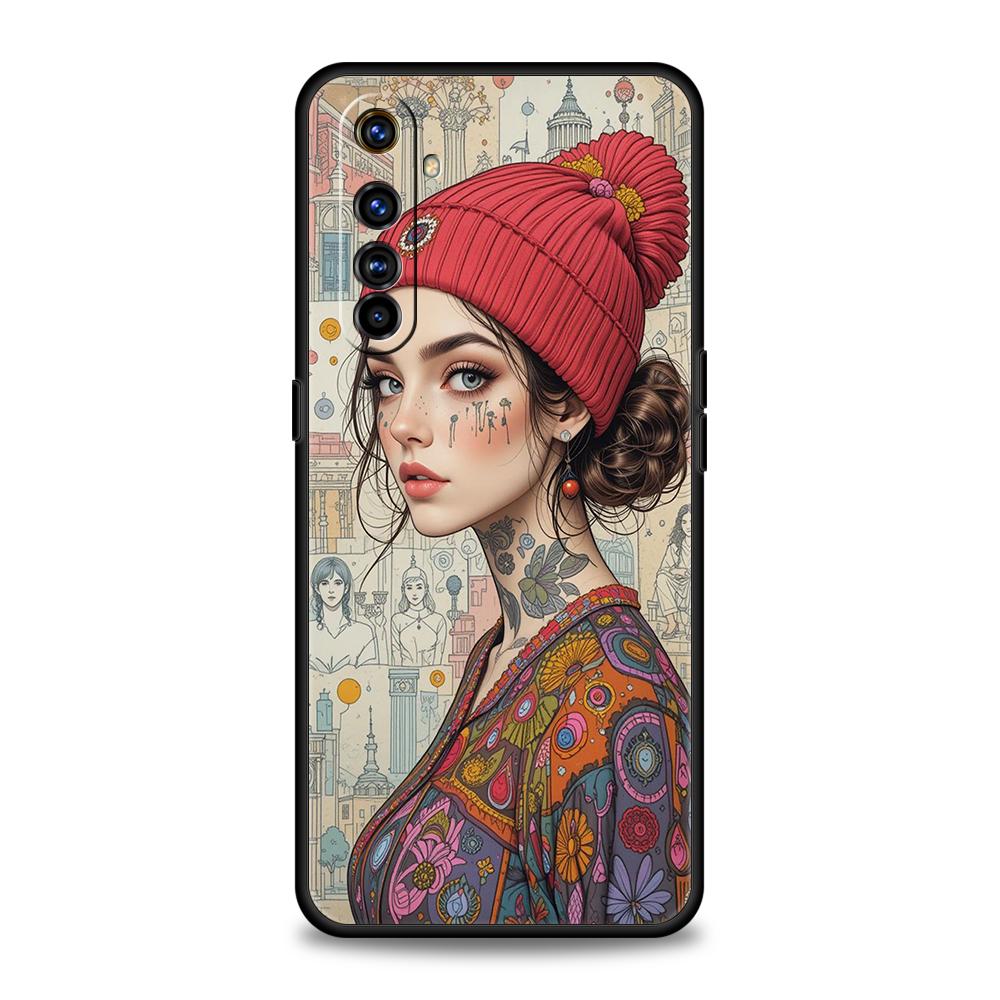 

Soft TPU For Realme 11 10 9 Pro Plus GT2 GT3 GT5 C21 C25 C35 C53 C55 C67 Pro Phone Case Oil Painting Street Girl Art Niche Cute Realme 12 Pro