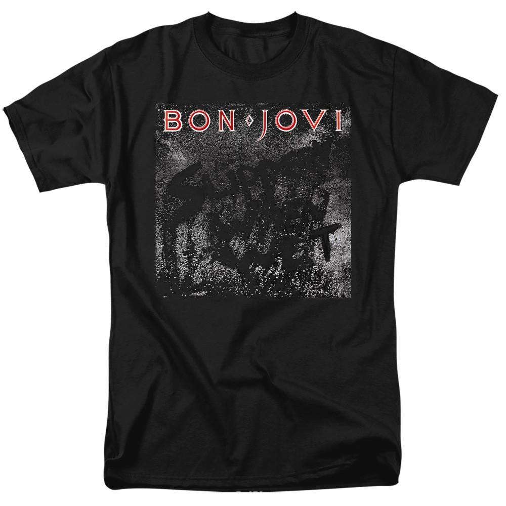 Bon Jovi - Slippery Cover - Adult Unisex Short Sleeve T-Shirt - Black 4XL