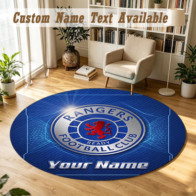 Round Rug Custom NameRangers FC Pattern Non Slip Carpet Home Floor Decor