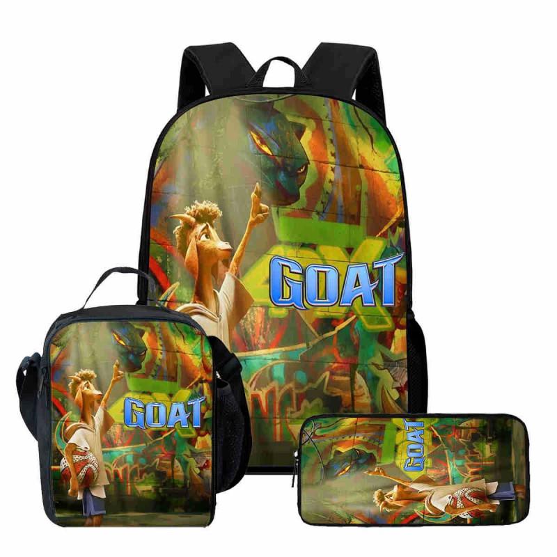 Kids Cartoon Backpack Set With Lunch Bag Pencil Case Ergonomic School Grade 1-2 Students Oxford Fabric Breathable