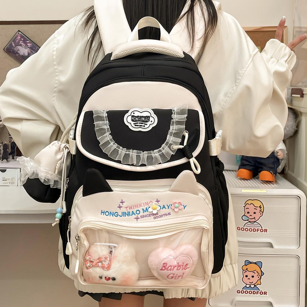 School Bag New Women's School Bag Cute Trendy Fashion Backpack College Style Junior High School Student School Bag