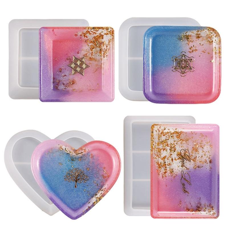 Silicone Resin Moulds Multi-shapes Resin Cup Tray Mould DIY Coaster Moulds for DIY Epoxy Resin Casting Craft Decoration