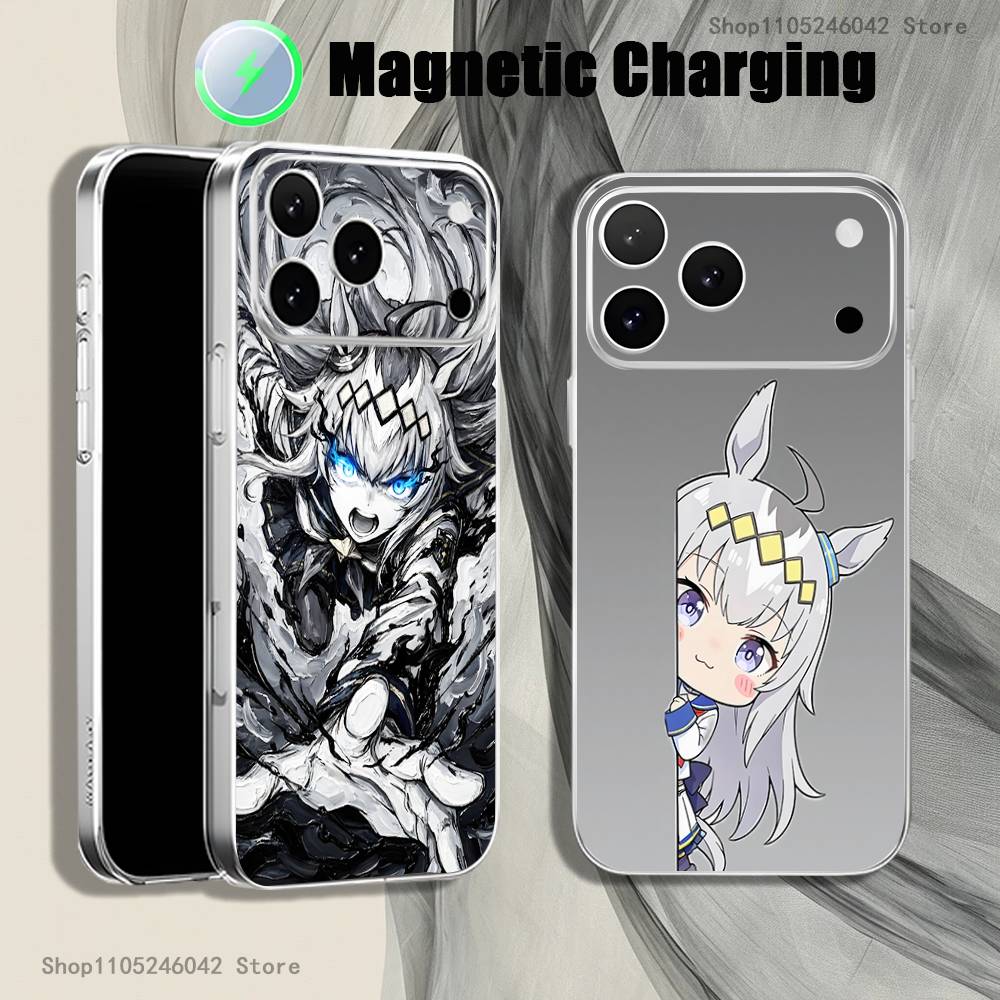 P-Pretty Anime D-Derby Cute For iPhone 17,16,15,14,13,12,11,Pro,Max,Plus Transparent White Phone Case Magnetic Wireless Charging