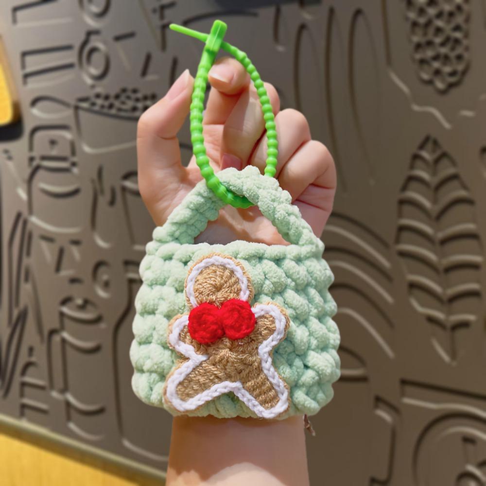 Mini Christmas Keychain Material Hand Knitting Hand-woven Yarn Bag Snowflake Pattern Cartoon Santa Coin Purse Snowflake Pattern