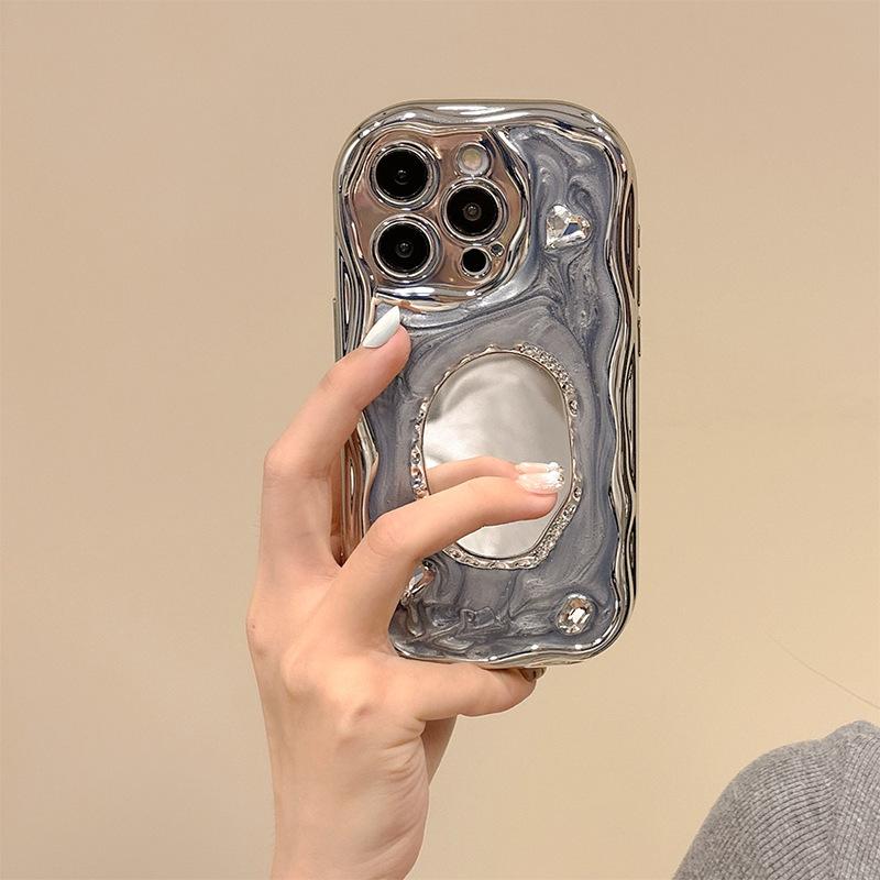

Love Mirror Dropping Gel Phone Case for IPhone 17 Promax Silicone Silver Grey for Apple 16 All Inclusive Women s Edition For iPhone 7/8/SE 2020