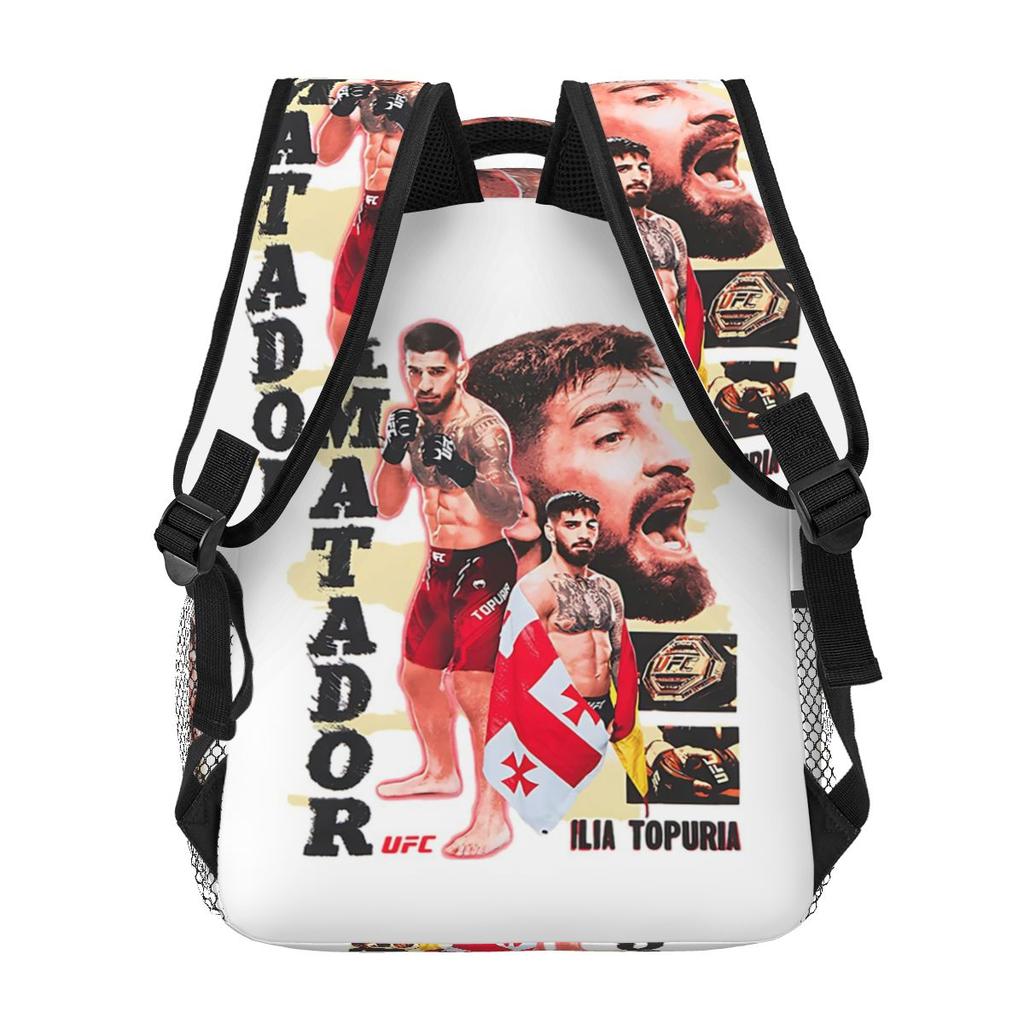 Ilia Topuria El Matador UFC Student Backpack School Bag Hiking Travel Daypack for Boys Girls Fashion Bookbag Shoulder Bags