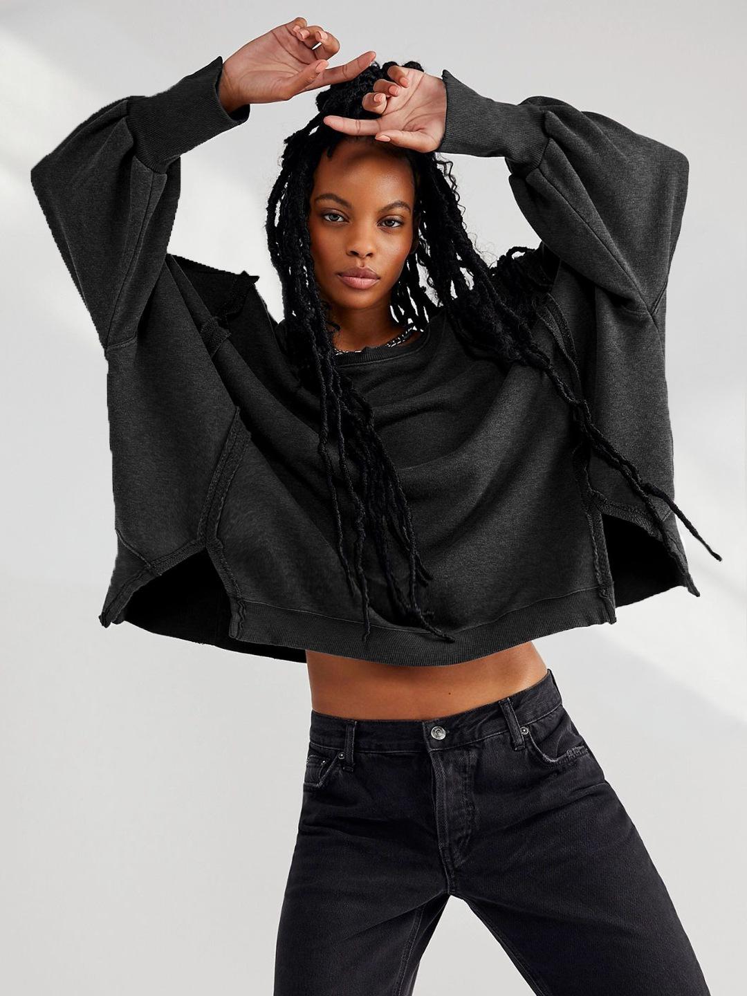 

Модный трикотажный свитер с длинными рукавами и круглым вырезом, верхняя одежда, свободный женский топ для повседневной носки, простая элегантная офисная женская одежда S