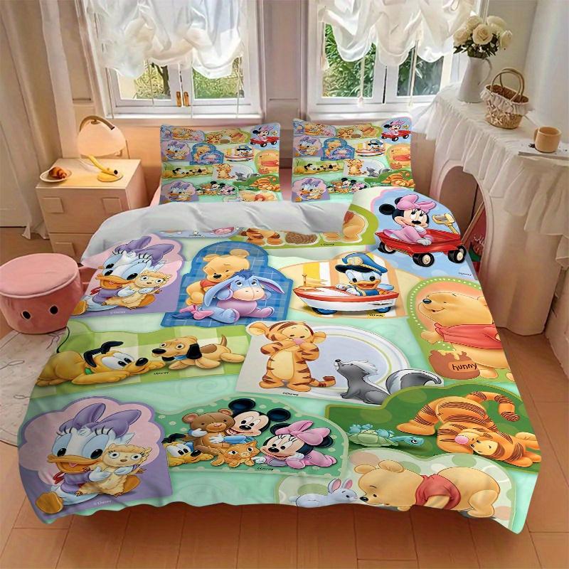 3pcs Mini Winnie Minnie and Friends Bedding Set Includes Quilt Cover and Pillowcases, Suitable for All Seasons S072