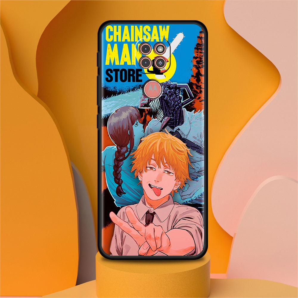 Black Luxury Case For Motorola G30 G60 G50 G22 G200 G9 G8 Play Power One Fusion Plus Edge 20 Fundas Cover Anime Chainsaw Man