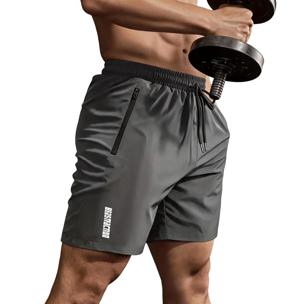Men's Lightweight Quick Dry Athletic Shorts with Zippered Pockets Elastic Waistband Breathable Fabric for Gym Running Outdoor Sports