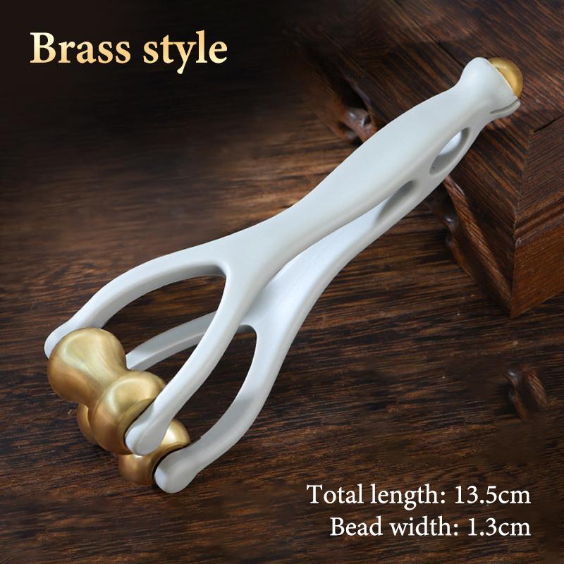 Dual-Row Finger Massage Tool, Brass Roller Design, Easy Use, Relieve Finger Fatigue, Promote Blood, Portable
