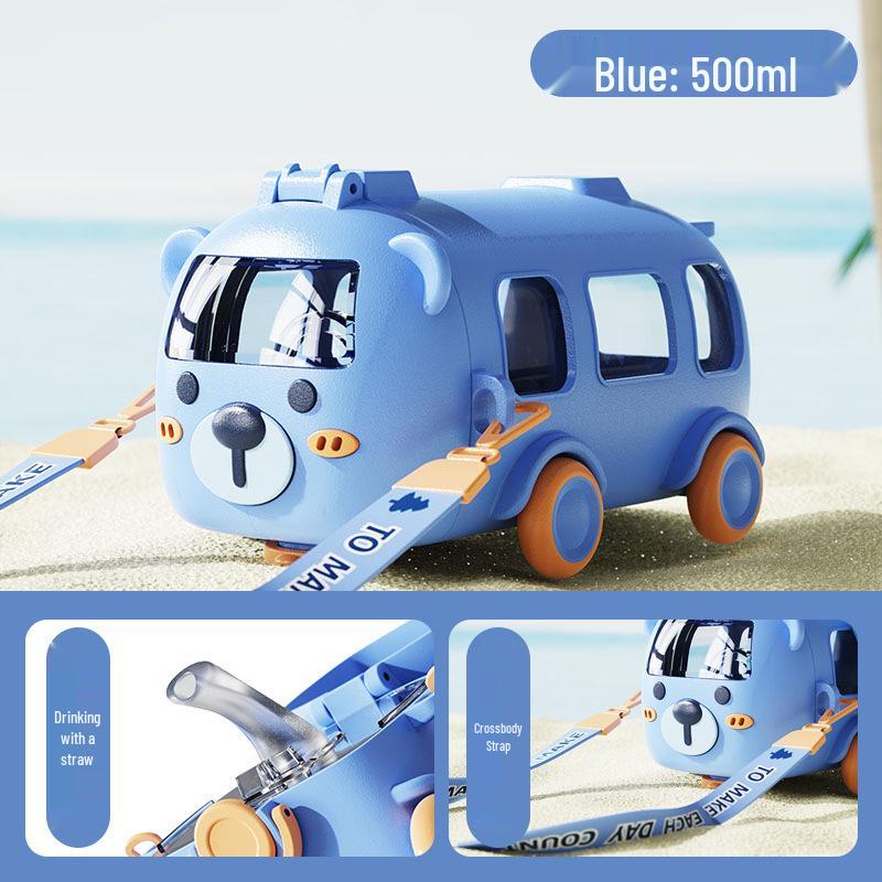 

Детская летняя бутылка для воды на автомобильную тематику с соломинкой и плечевым ремнем Cup Only