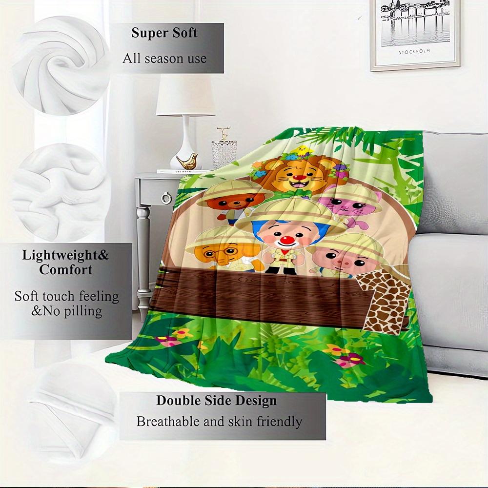1pc Jungle Adventure,Safari Friends,Plim Plim Digital Print Flannel Blanket - Contemporary Style, Suitable for All Seasons, Perfect for Home