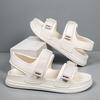 Fashion New Beige Unisex Sandals Solid Color Comfortable Lightweight Hook Loop Platform Sandals Outdoor Beach Sandals for Men