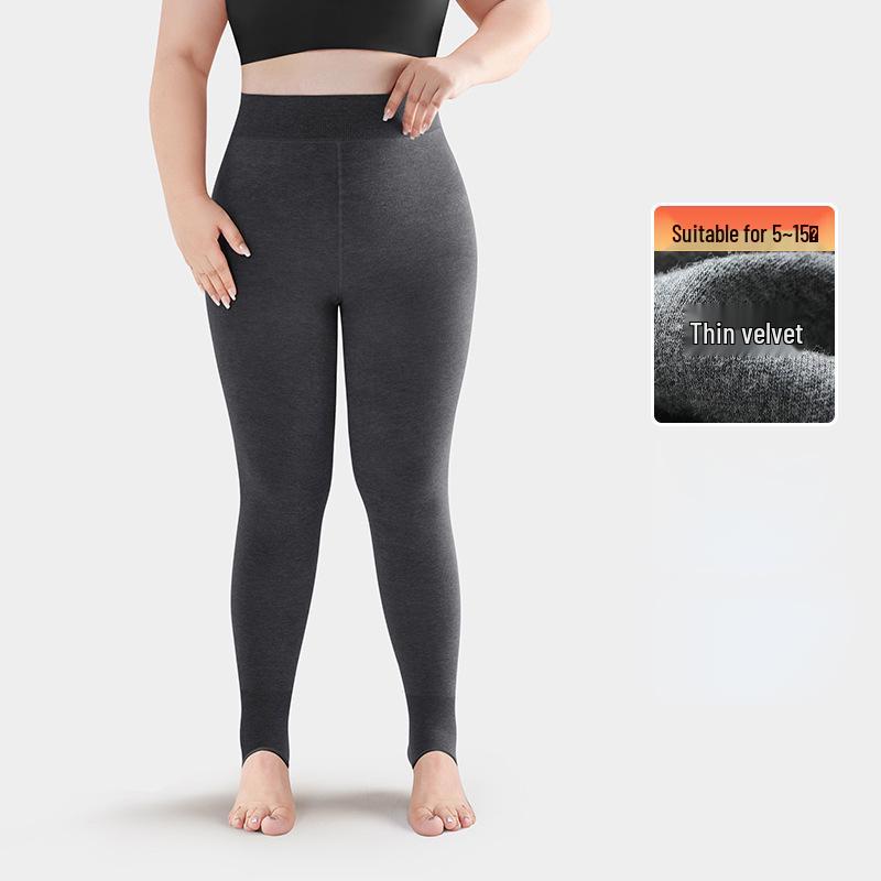 Warm Seamless High-Waisted Footed Leggings for Plus Size Women and Girls - Non-Slip Autumn/Winter