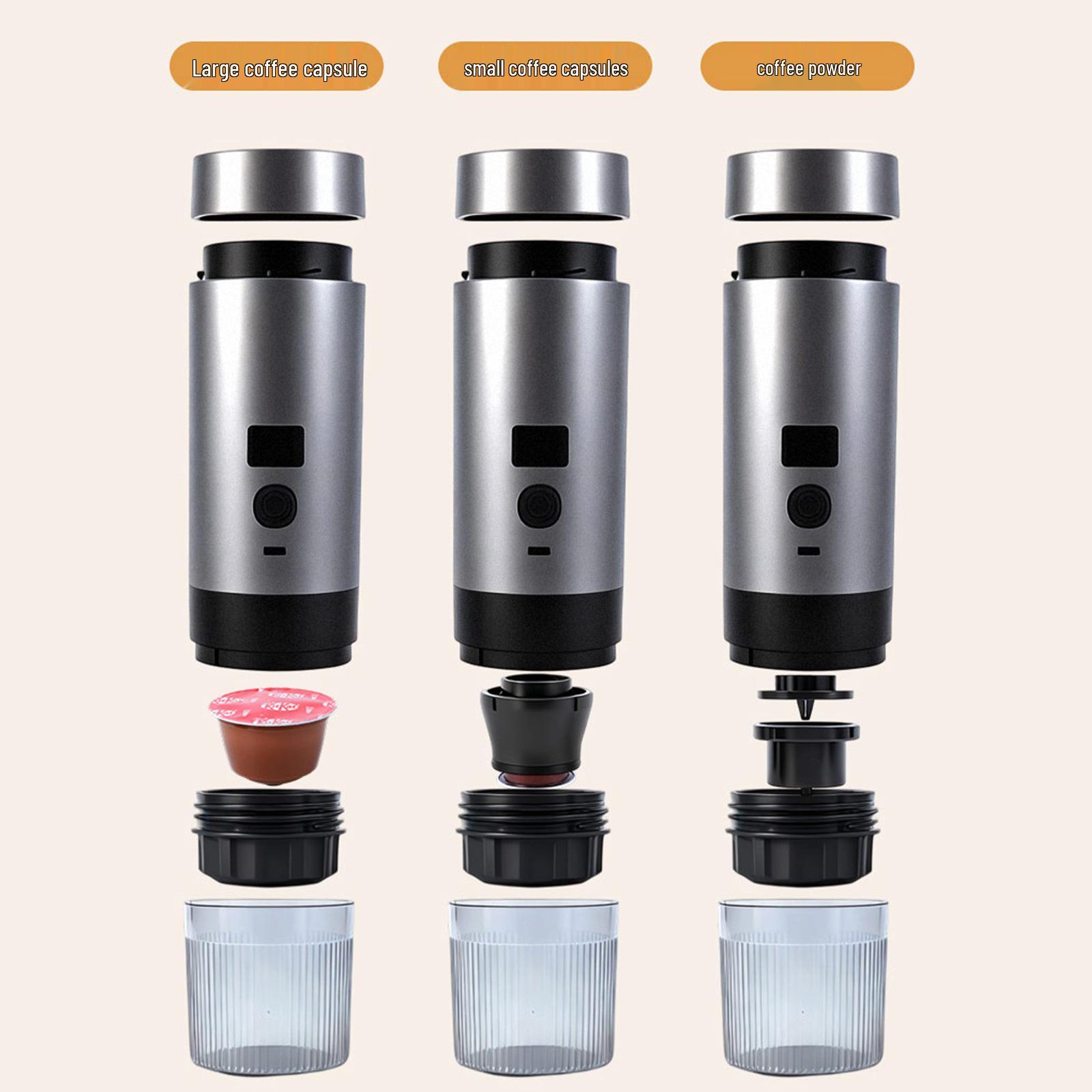 Перезаряжаемая портативная эспрессо-кофемашина 3-в-1 для путешествий серый