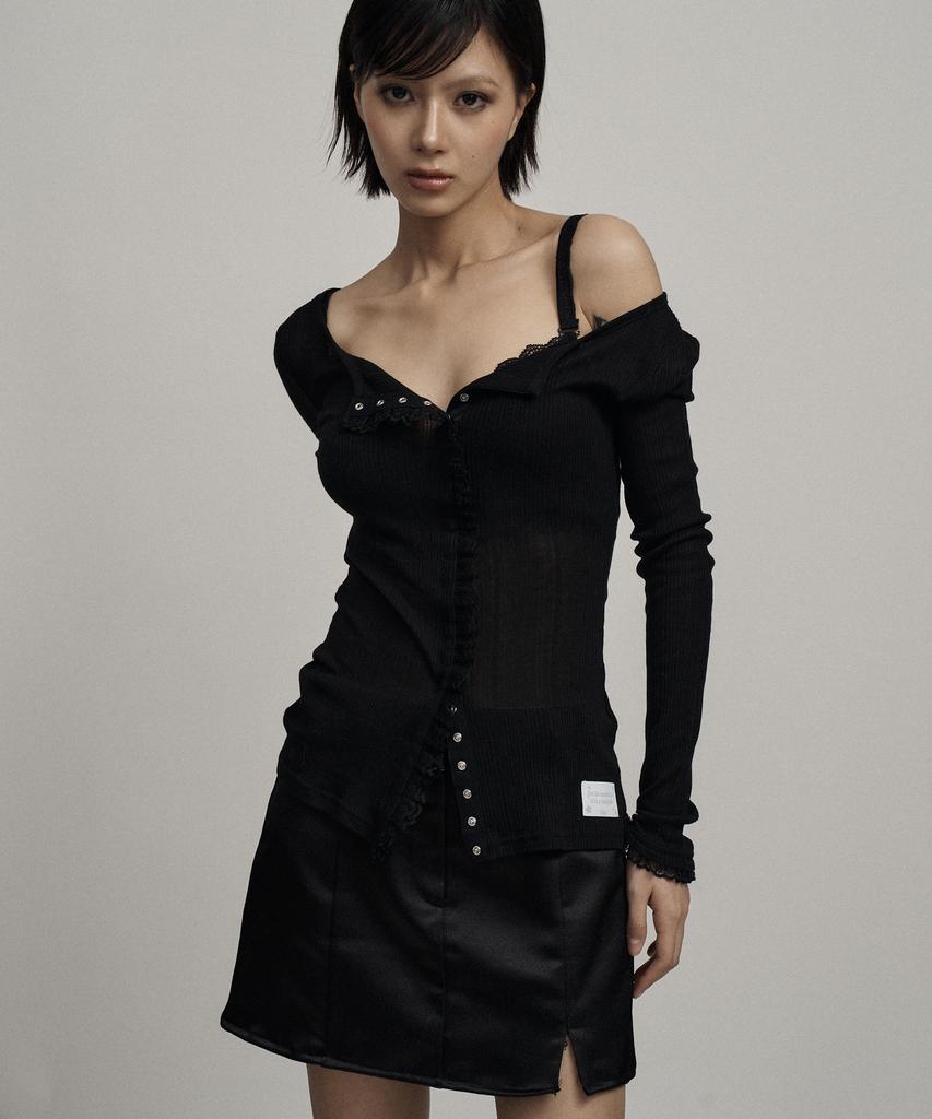 ILLIO Black Lace Trim Cardigan