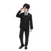 Costumes noirs et bleus marine pour garçons, tenue ajustée, tenue de porteur d'anneau, costume de spectacle de fête de mariage pour enfants, pantalon blazer pour enfants
