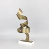 Creative Marble Base Metal Ribbon Geometry Crafts Sculpture Ornaments Home Room Table Aesthetics Twist Statue Desk Decoration