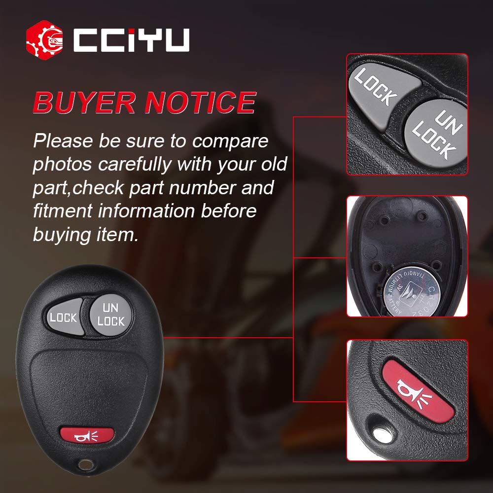Cciyu 2pcs Replacement Keyless Entry Remote Fob for Chevrolet Venture Hummer H3 H3T GMC
