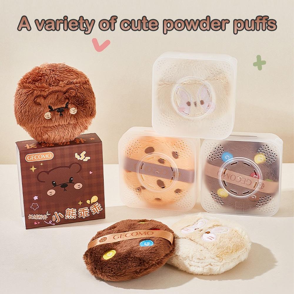 GECOMO Bear Long Velvet Powder Puff No Powder Blush Setting Flocking Powder Puff Plush Air Cushion