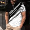 Plus Size Men's Clothing Striped Polos T-Shirts Summer Short Sleeve 3d Printed Streetwear Male Zippers POLO Tee Casual Tops