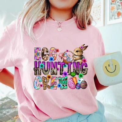 Ostereiersuche Crew T-Shirt, Retro Hase Ostereier Tee, Ostergeschenk für die Familie
