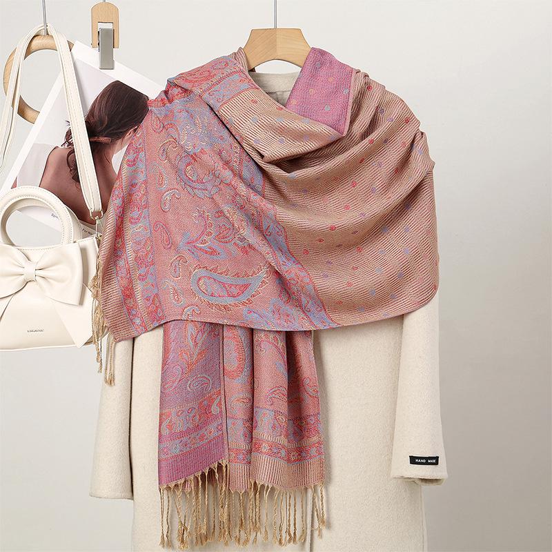 Paisley Point Cashew Jacquard Air Conditioner Quilt Long Scarf Shawl Scarf Fringed Spring And Summer Thin Bag Headscarf Scarf Women