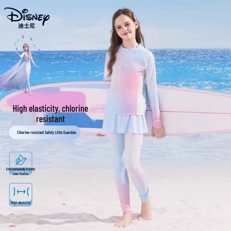 Disney Girls  Long Sleeve Split UV Protection Swimsuit 160