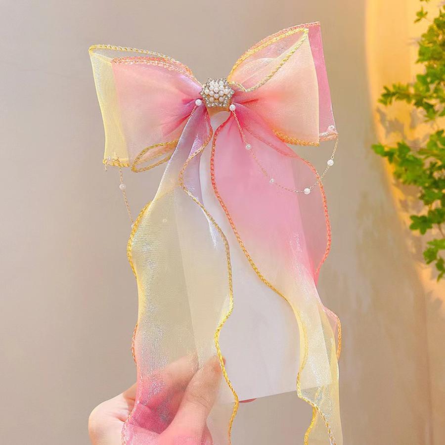 Children's Hair Accessories Pearl Tassels Bows Ribbons Braided Hairpins Headdresses Girls Princess Hair Clips Hair Accessories