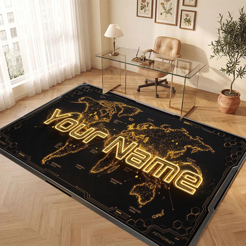 Abstract Personalized Theme Crystal Velvet Floor Rug Personalized Custom Name Text Warm Carpet Home Decoration