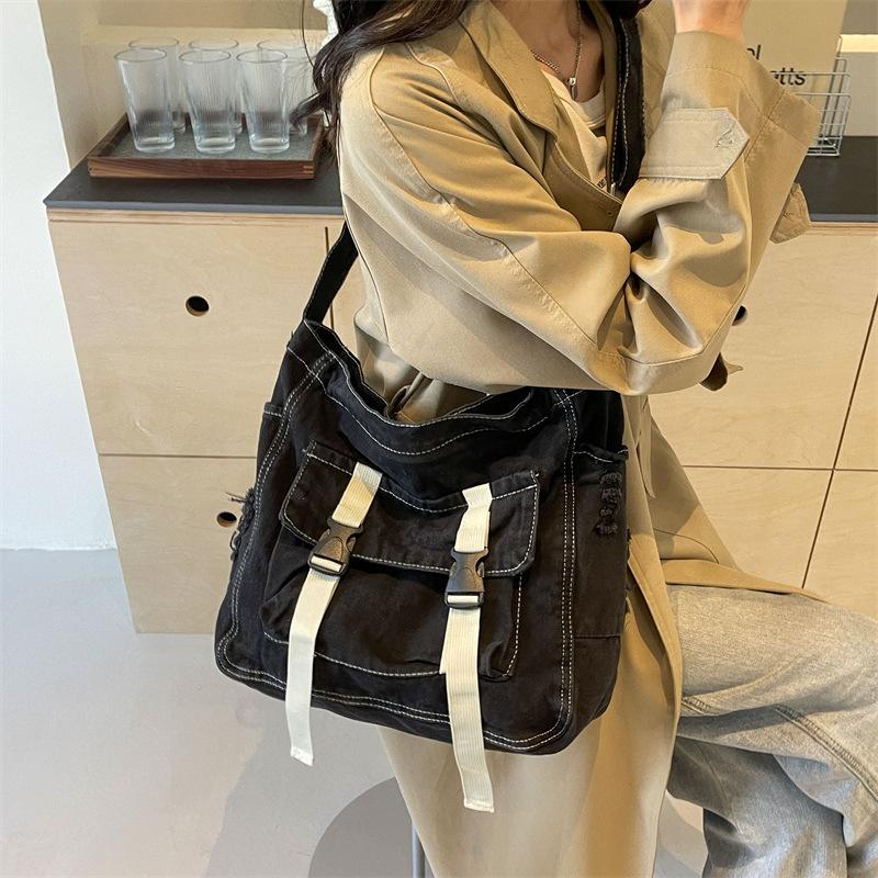 Large Capacity Denim Messenger Bag for Women Crossbody Bag for Students Single Shoulder Tote Bag