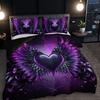 Love Gradient Purple Wings Quilt Cover Set 1 Quilt Cover + 2 Pillowcases High-Definition Printing For Home And Dormitory