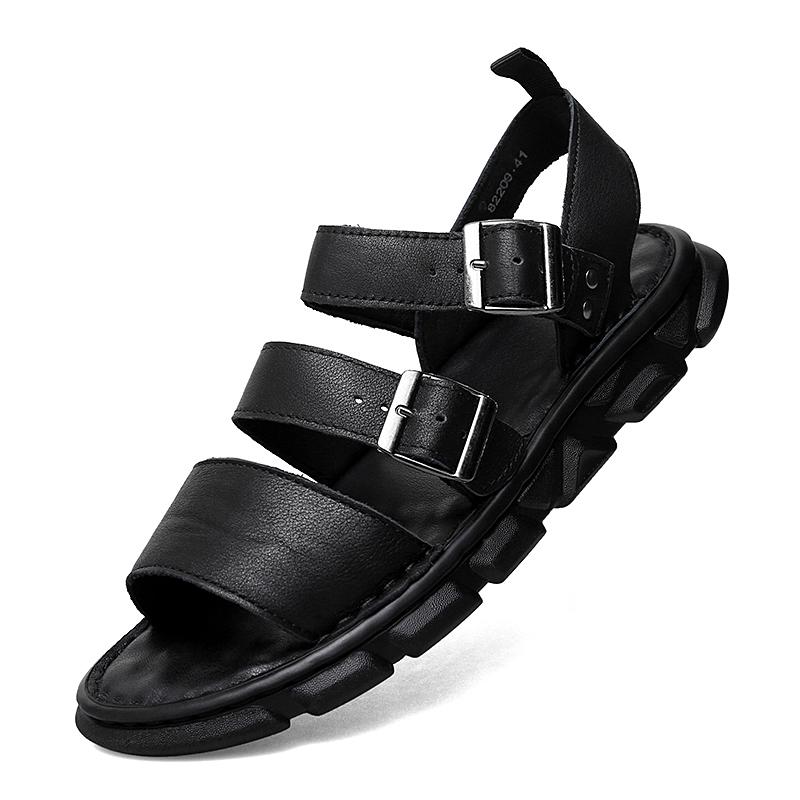 Men Sandals 2024 Summer New Arrival Premium Leather Lightweight Breathable Comfortable Beach Designer Sandals Big Size 39-48