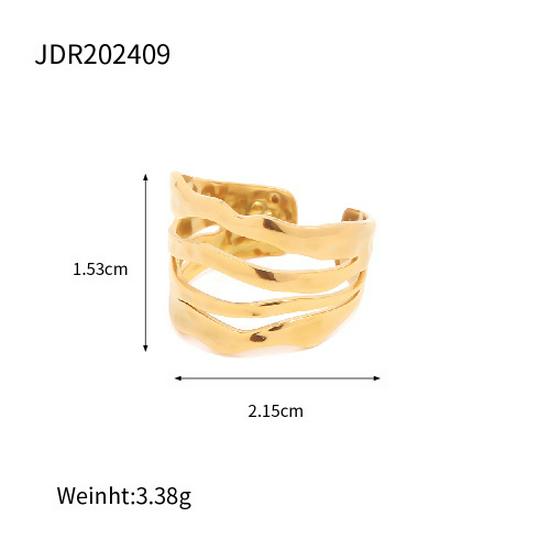 Jieding Stainless Steel Exaggerated Ring - High-end Irregular Design for Women, European and American Style