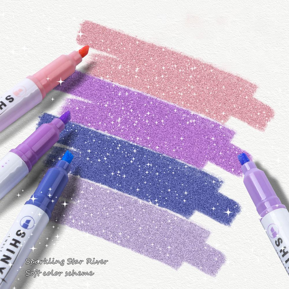 4PCS/12pcs Marcadores de Plástico com Glitter Duráveis Alto Brilho Coloridos Brilhantes Canetas para Desenho e Rabisco Marcador Material Escolar de Escritório