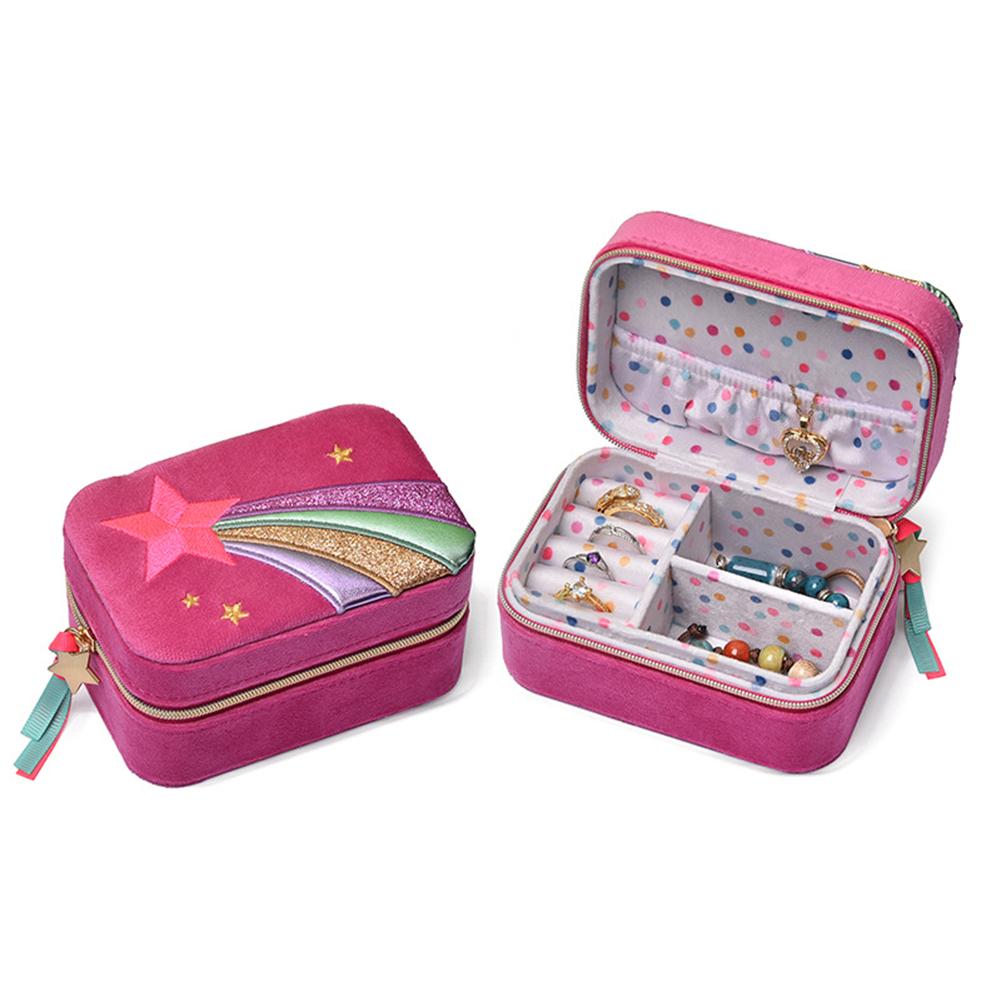 

Elegant Velvet Jewelry Organizer With Exquisite Embroidery Portable Travel Case For Rings Earrings Necklaces Soft Interior