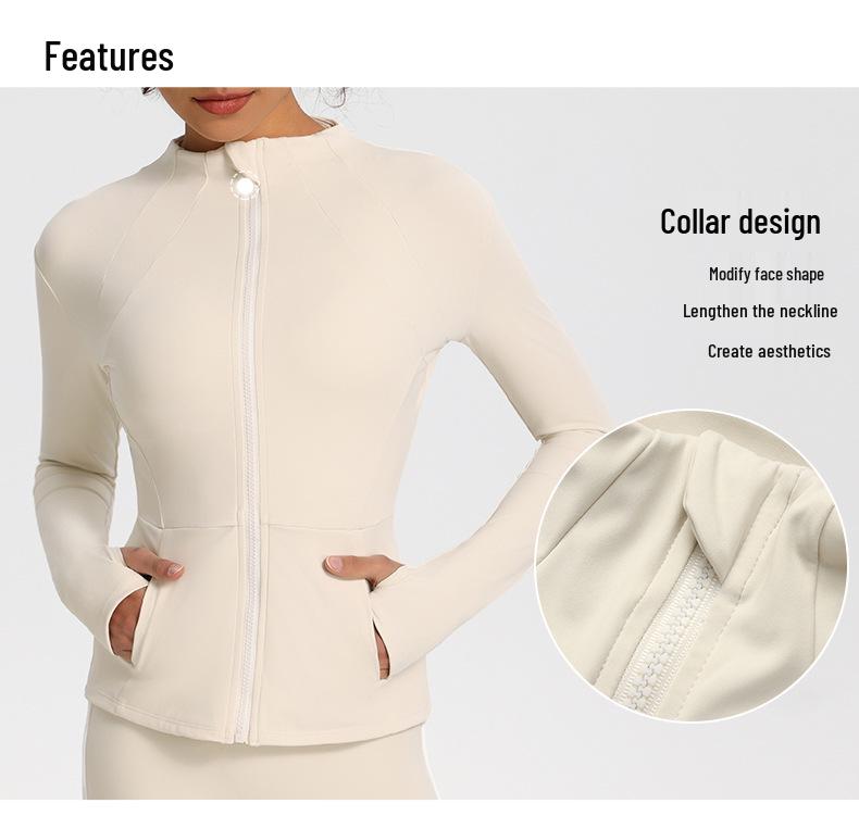 Giacca da Corsa da Donna Slim Fit ad Asciugatura Rapida - Manica Lunga, Top Casual con Zip per Palestra e Yoga, Primavera/Autunno.