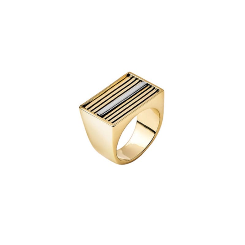 PERSONAL/SERVICE SQUARE LINE RING / GOLD