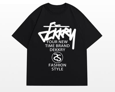 American Design Letter Printing Cotton Short Sleeve T-Shirt Men's Summer Trend Loose Casual Couple Heavy Top Graphic T Shirts