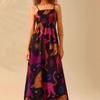Printed Dress 2025 European and American Summer New Vacation Foreign Trade Women clothes Flowers Print Sling Dress