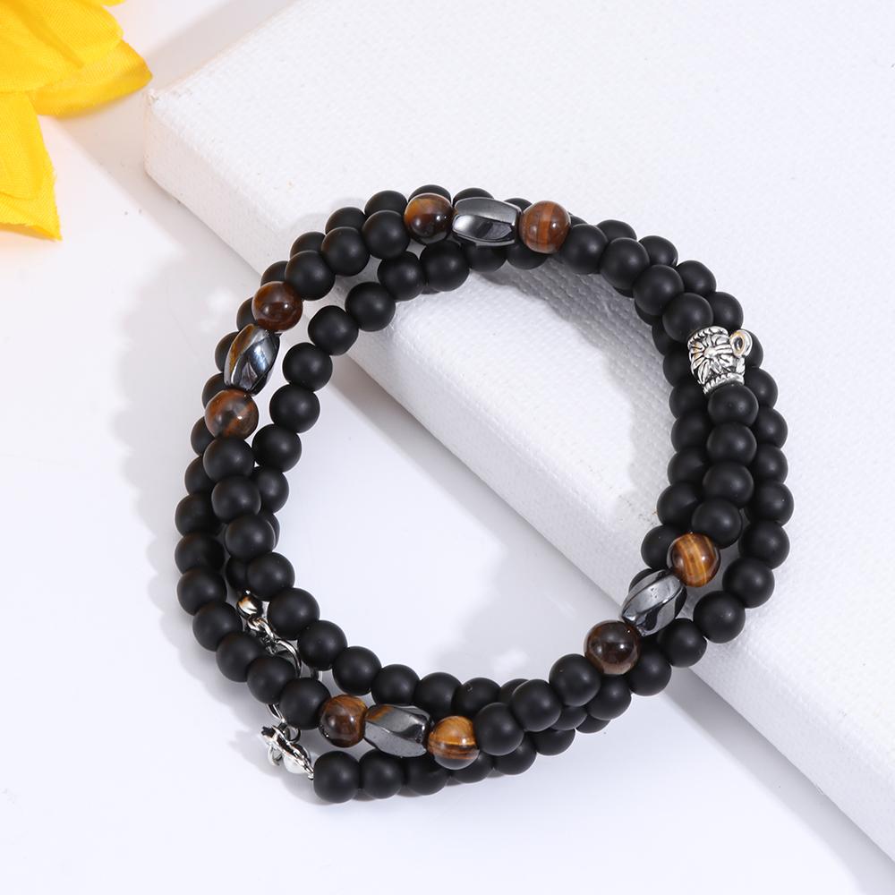 Hot Sale Gift for Men Jewelry Hematite Stone Healing Balance Volcanic rock Bead Necklace