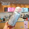 Cute Double-Lid Insulated Stainless Steel Water Bottle With Straw Women 500ml Vacuum Thermos 316 Inner 304 Outer